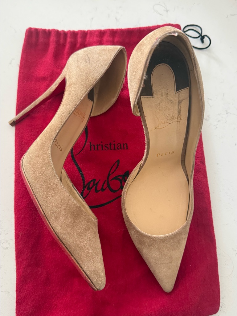 Christian Louboutin Nude Suede Iriza Pumps